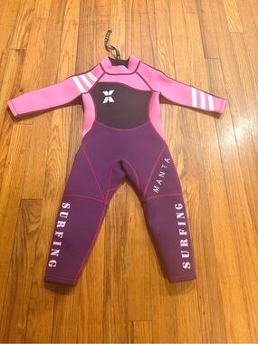Pink & Burgundy Kids Surfing Wetsuit / Springsuit – Size Small